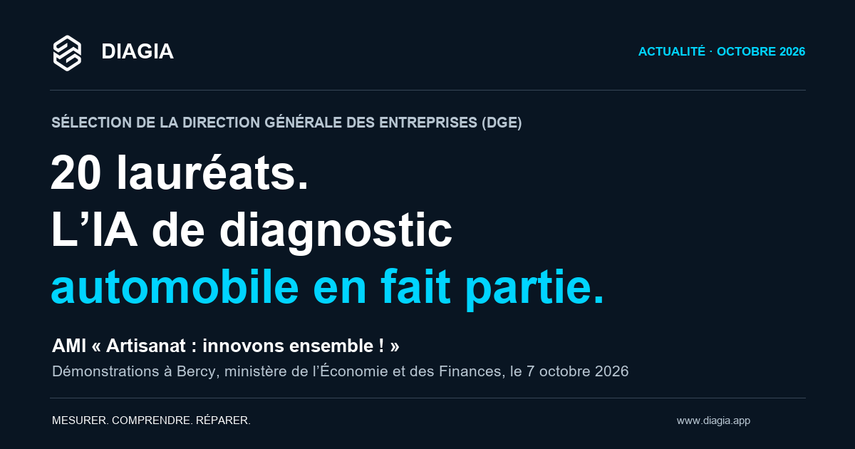 DIAGIA, lauréat de l’AMI « Artisanat : innovons ensemble ! » de la Direction générale des Entreprises, démonstrations à Bercy le 7 octobre 2026